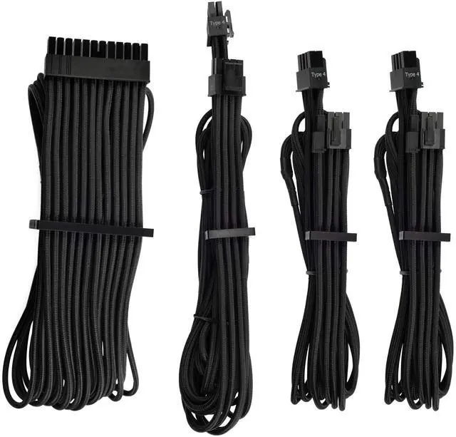 Main image of Premium Individually Sleeved PSU Cables Starter Kit Black, for PSUs