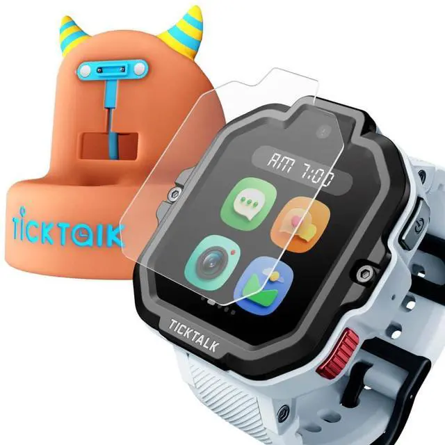 Main image of 5 Cellular Kids Smart Watch (T-Mobile's Network) with GPS Tracker & Video Calling, Power Base and Tempered Glass Screen Protectors (2 per Pack) Bundle - Smart Watch for Kids with Parent Apps