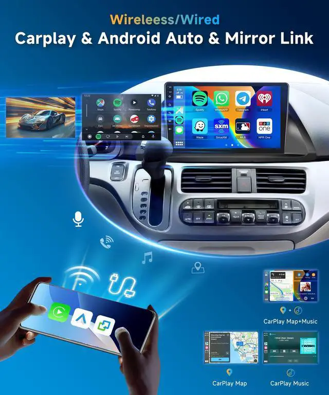 Alt view image 3 of 6 - 2+64G for Honda Odyssey 2005-2010 Car Radio Stereo Wireless Carplay Android Auto 10.1inch Touch Screen Bluetooth Android Car Audio Receiver GPS 5GWiFi Backup Camera FM/RDS SWC
