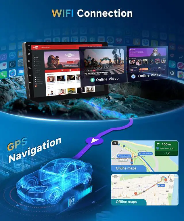 Alt view image 6 of 6 - 2+64G for Honda Odyssey 2005-2010 Car Radio Stereo Wireless Carplay Android Auto 10.1inch Touch Screen Bluetooth Android Car Audio Receiver GPS 5GWiFi Backup Camera FM/RDS SWC