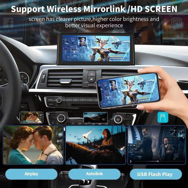 Alt view image 4 of 6 - Wireless CarPlay/Android Auto 10.25'' Touchscreen Multimedia Radio Receiver for BMW 3 4 Ser F30/F31/F32/F33/F34/F36 2012-2016 Year with NBT-System HD 1920*720 Resolution Keep Car OEM Features