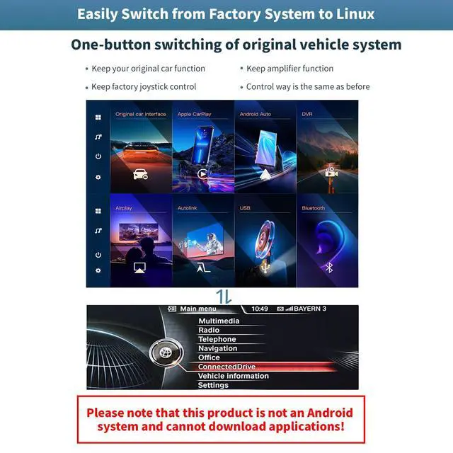 Alt view image 5 of 6 - Wireless CarPlay/Android Auto 10.25'' Touchscreen Multimedia Radio Receiver for BMW 3 4 Ser F30/F31/F32/F33/F34/F36 2012-2016 Year with NBT-System HD 1920*720 Resolution Keep Car OEM Features