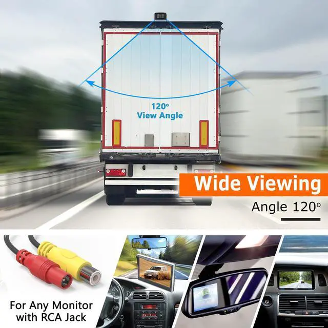 Alt view image 5 of 6 - Heavy Duty Truck RCA Backup Camera with Night Vision, IP68 Waterproof & CCD Sensor - Rear View Camera for RV, Trailer, Bus, Van, Excavator - Includes RCA (CVBS) Cable