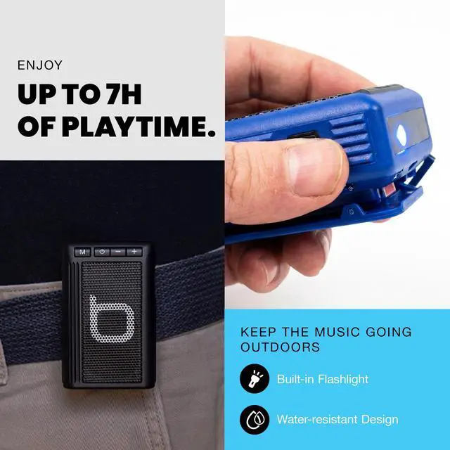Alt view image 5 of 6 - Retro Pager Wearable Bluetooth Speaker, White | Portable waterproof speaker with LED flashlight and more than 7 hours of battery life