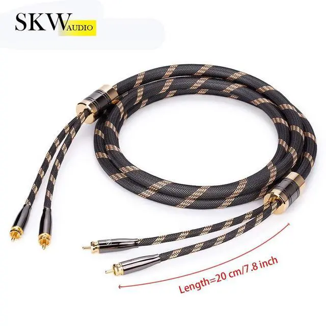 Alt view image 5 of 6 - Premium Audiophile Audio Cable - 2RCA Male to 2RCA Male Hi-Fi System Converter Adapter Shielded for Noise Reduction (12.8mm Diameter, 3.2ft/1M) | Triple-shielded, 24K Gold Split-tip RCA Plugs, Ultra-H