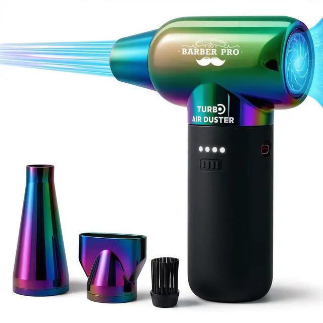 Main image of Compressed Air Duster - Electric Duster for Hair Barber, 3 Gear Mini Portable Jet Dry Air Blower, for PC, Office,Salon, Fan, Laptop, Keyboard, Car -Gradient Green