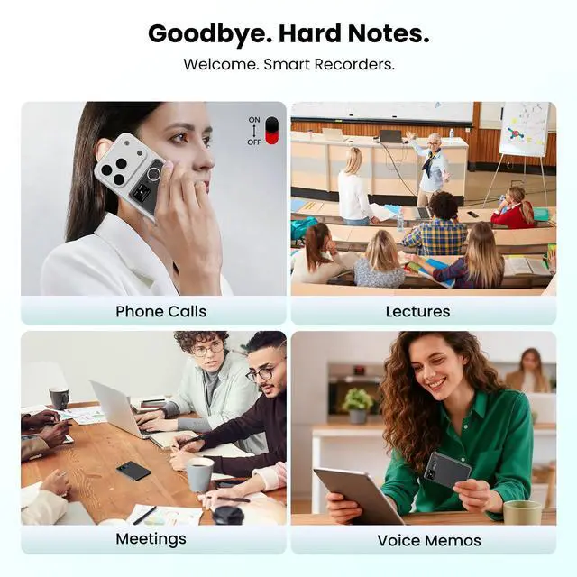 Alt view image 3 of 6 - AI Voice Recorder, Note Taking Device Transcribe & Summarize Voice Recorder | With Display, App Control, Supports 132+ Languages, 100H, 64GB, Magnetic Audio Recorder for Lectures Meetings Calls, Black