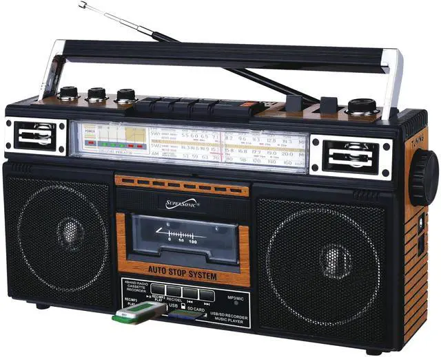 Main image of SC-3201BT 4 Band Radio & Cassette Player Boombox, Bluetooth Speaker, AM/FM/SW Radio with MP3 Playback, USB & SD Card, 3 Band EQ and Earphone Jack
