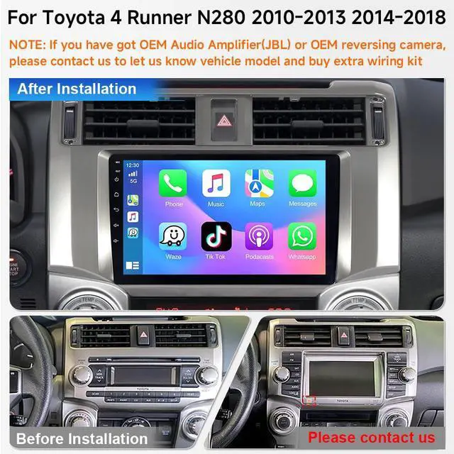 Alt view image 2 of 6 - Car Stereo for Toyota 4Runner 2010-2018 - Wireless CarPlay Android Auto | 9" 1280x800 HD Touchscreen Upgrade with Android 15, 4GB+64GB, WiFi 6, GPS Navigation, Bluetooth 5.4 & DSP Audio
