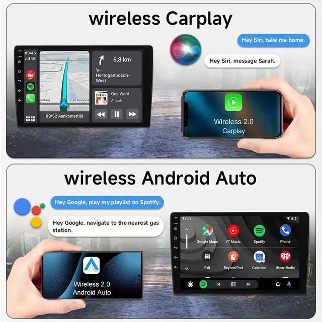 Alt view image 4 of 6 - Car Stereo for Toyota 4Runner 2010-2018 - Wireless CarPlay Android Auto | 9" 1280x800 HD Touchscreen Upgrade with Android 15, 4GB+64GB, WiFi 6, GPS Navigation, Bluetooth 5.4 & DSP Audio