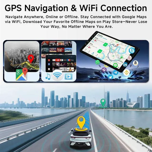 Alt view image 5 of 6 - Car Stereo for Toyota 4Runner 2010-2018 - Wireless CarPlay Android Auto | 9" 1280x800 HD Touchscreen Upgrade with Android 15, 4GB+64GB, WiFi 6, GPS Navigation, Bluetooth 5.4 & DSP Audio