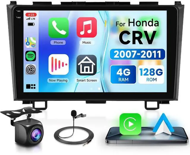 Main image of 4+128G for Honda CRV 2007-2011 Android 15 Car Stereo with Wireless Carplay/Android Auto, 9 Inch in-Cell Touch Screen Bluetooth Car Radio Support 5Ghz-WiFi GPS USB FM/RDS SWC HiFi Audio Backup Camera