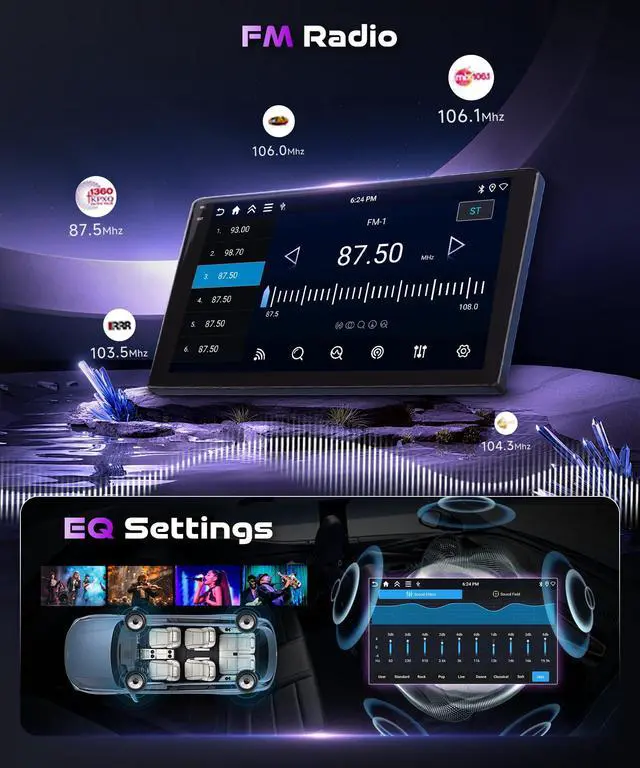 Alt view image 4 of 6 - 4+128G for Honda CRV 2007-2011 Android 15 Car Stereo with Wireless Carplay/Android Auto, 9 Inch in-Cell Touch Screen Bluetooth Car Radio Support 5Ghz-WiFi GPS USB FM/RDS SWC HiFi Audio Backup Camera
