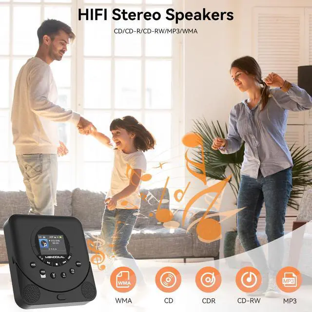 Alt view image 5 of 6 - CD Player Portable with Speakers | Rechargeable Player for car, Support TF Card, FM Receiver and Transmitter with Sleep Timer, Colorful TFT Screen