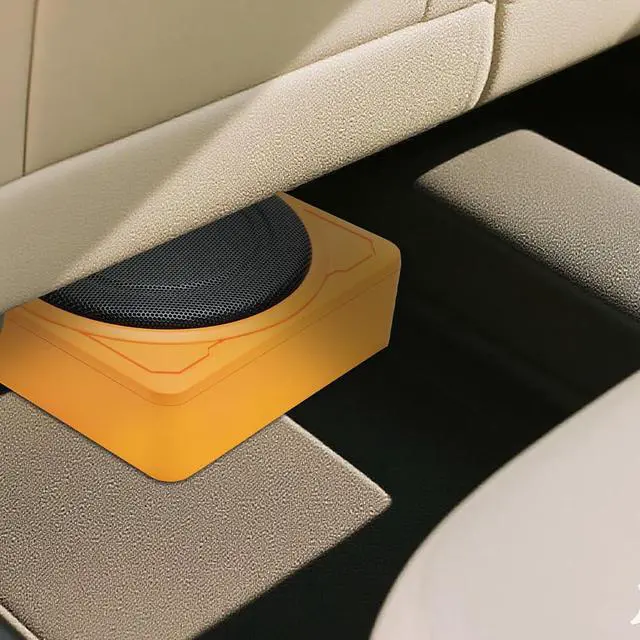 Alt view image 6 of 6 - 10 Inch 1200W Orange Car Subwoofer,Slim Under Seat Car Subwoofer Powered, High/Low Level Input, Car/Truck Car Audio Subwoofer Sub Built in Amplifier