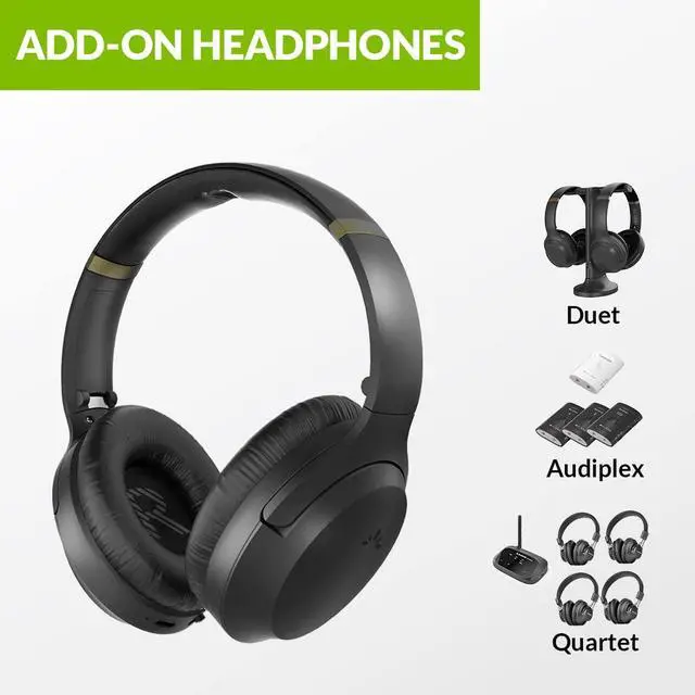 Alt view image 2 of 6 - Add-on 2.4G RF Wireless Headphones Multiple Listening System | For Duet & Quartetsystems, Add Up to 100 Headphones, Superb Sound with EQ Adjustment, Low Audio Delay Duet-Extra