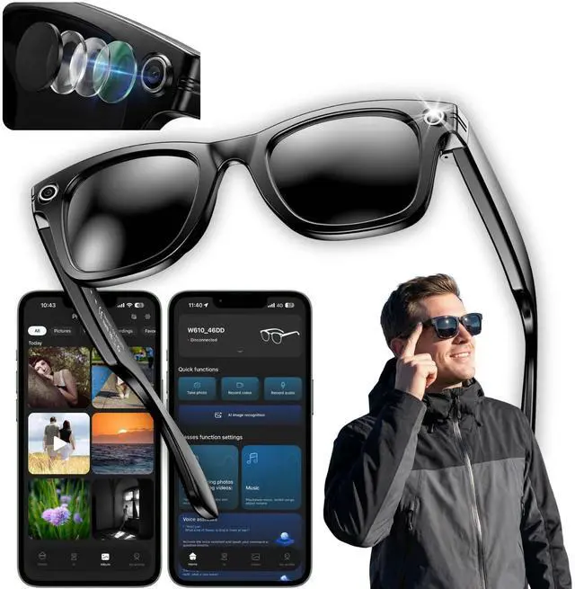Main image of Nexlenz Smart Camera Sunglasses, 8MP POV Video Recording Glasses for Travel, Daily Use & Outdoor Activities, AI Object Recognition, Voice Translation, Bluetooth Audio, Built-in Storage