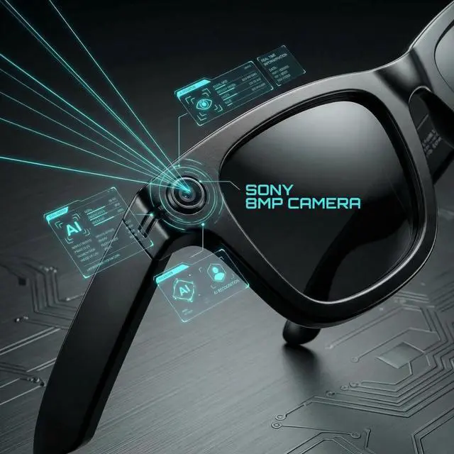 Alt view image 5 of 6 - Nexlenz Smart Camera Sunglasses, 8MP POV Video Recording Glasses for Travel, Daily Use & Outdoor Activities, AI Object Recognition, Voice Translation, Bluetooth Audio, Built-in Storage