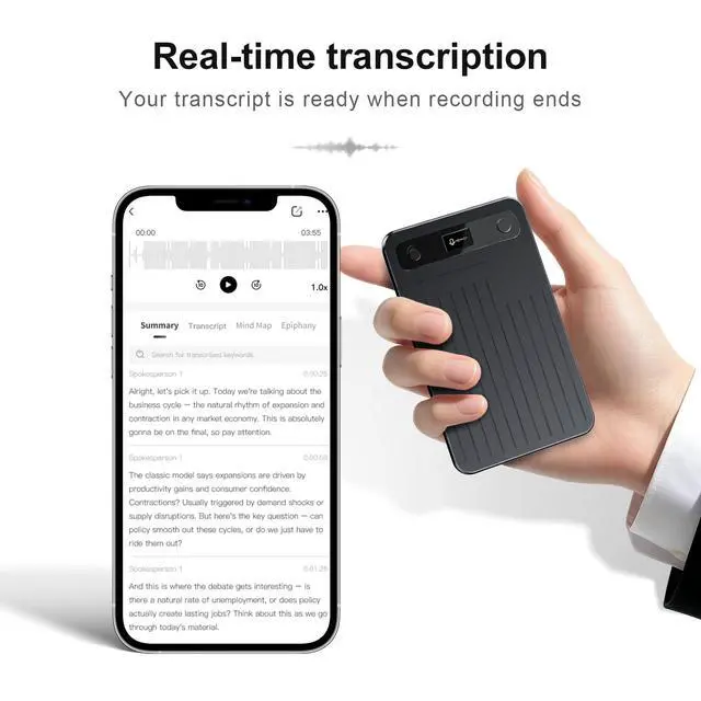 Alt view image 2 of 6 - Note Pro AI Voice Recorder, 64GB AI Recorder with Transcription, Real-Time Translate 100+ Languages, AI Meeting Minutes & Mind Maps, Magnetic Design, 400mAh Battery