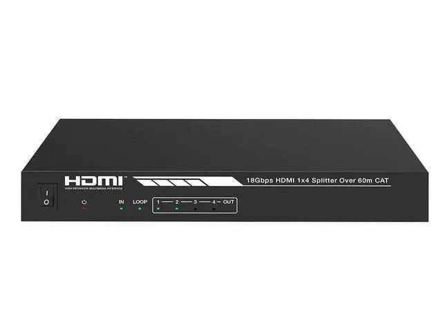 Alt view image 2 of 6 - 4K HDMI 2.0 1x4 Splitter Extender Kit - Up to 60 Meters 4K@60Hz, 18Gbps, HDR10, HDR10+, Dolby Vision, Hyper LogGamma, HDCP 2.2, HDMI Loop Out, EDID, PoC, 4 Receivers - Blackbird Series