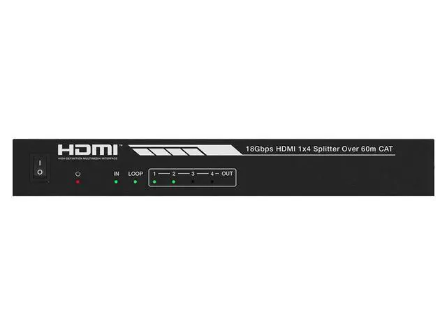 Alt view image 5 of 6 - 4K HDMI 2.0 1x4 Splitter Extender Kit - Up to 60 Meters 4K@60Hz, 18Gbps, HDR10, HDR10+, Dolby Vision, Hyper LogGamma, HDCP 2.2, HDMI Loop Out, EDID, PoC, 4 Receivers - Blackbird Series