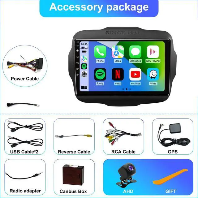 Alt view image 6 of 6 - 5GWiFi Upgrade Car Radio for Jeep Renegade 2015 2016 2017 2018 2019 2020 2021 2022 2023, 9inch Touch Screen Car Stereo receivers Wireless Carplay Android Auto GPS Navigation Bluetooth FM Backup