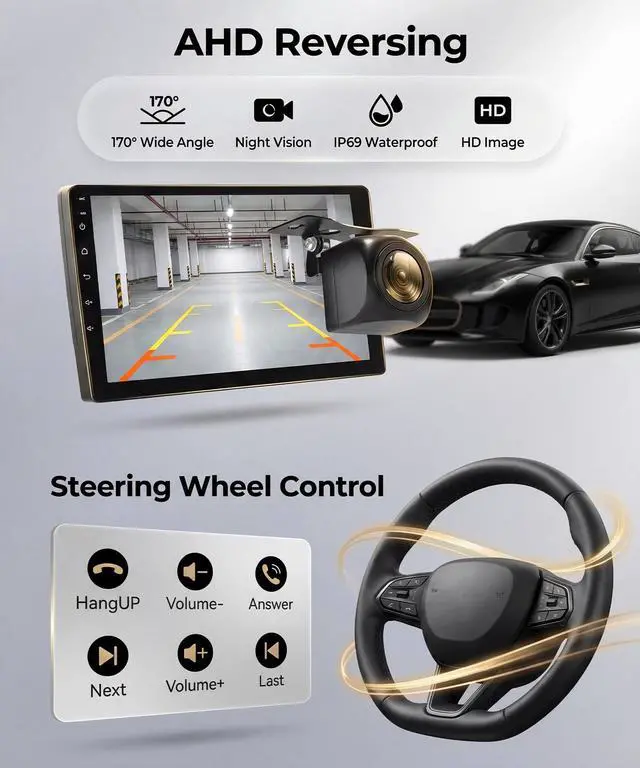 Alt view image 5 of 6 - 8 Core 6G+128G Android Car Stereo for Toyota Corolla 2007-2012 with Wireless CarPlay Android Auto, 9 Touchscreen Car Radio Mirror Link GPS WiFi Bluetooth FM RDS DSP EQ SWC Backup Camera
