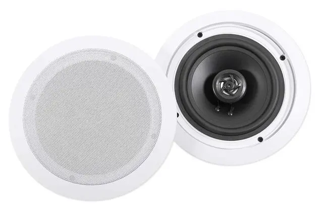 Alt view image 2 of 6 - CC65T Pair 6.5" 70V Ceiling Speakers, 40W 8-Ohm Power, Aimable Tweeter, Flush Mount, Paintable Grill, for Restaurants, Cafes, Offices | Adjustable Tap 2.5W, 5W, 10W, 15W, 20W, 8 Ohm 40W, 2-Way Design,
