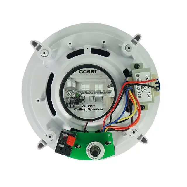 Alt view image 3 of 6 - CC65T Pair 6.5" 70V Ceiling Speakers, 40W 8-Ohm Power, Aimable Tweeter, Flush Mount, Paintable Grill, for Restaurants, Cafes, Offices | Adjustable Tap 2.5W, 5W, 10W, 15W, 20W, 8 Ohm 40W, 2-Way Design,