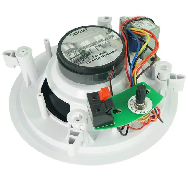 Alt view image 4 of 6 - CC65T Pair 6.5" 70V Ceiling Speakers, 40W 8-Ohm Power, Aimable Tweeter, Flush Mount, Paintable Grill, for Restaurants, Cafes, Offices | Adjustable Tap 2.5W, 5W, 10W, 15W, 20W, 8 Ohm 40W, 2-Way Design,