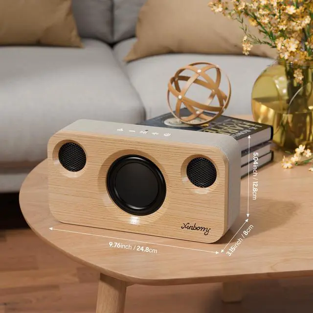Alt view image 6 of 6 - Bluetooth Speaker, 40W, Portable Wireless, BT 5.3, AUX, TF Card | 40W Peak Power, BT 5.3, Portable Wireless Design, AUX/TF Card, Wood Finish, Deep Bass, Sync 100 Speakers