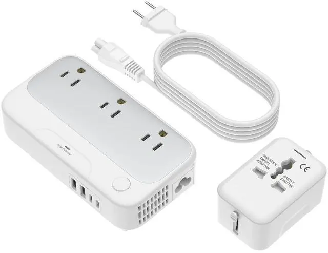 Main image of Universal Voltage Converter us to Europe, 220v to 110v Power Travel Converter Combo, 250W Step Down European Adapter 220 to 110 for UK Italy, Transformer European Travel Plug for Curly Hair Stick