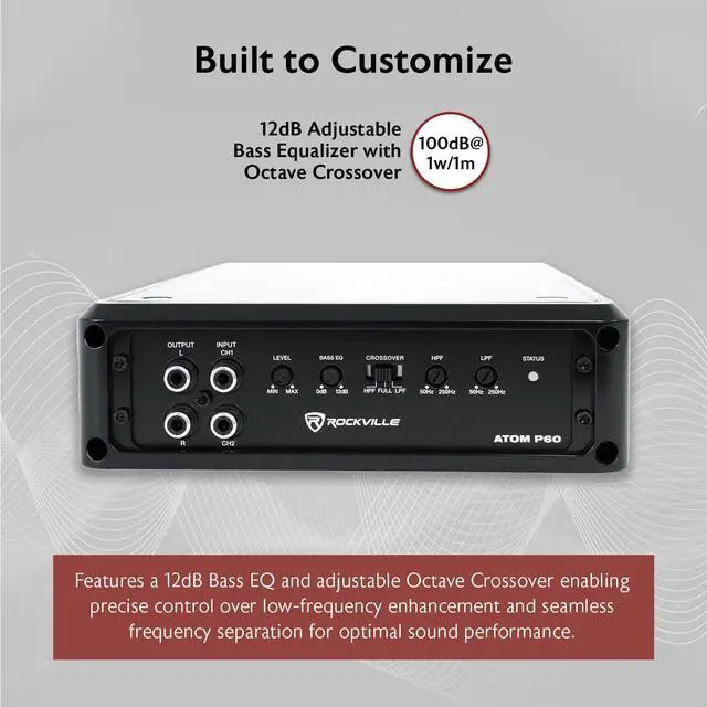 Alt view image 4 of 6 - ATOM P60 Marine/ATV/Car Amplifier, 4800W, 2-Channel, Class-D, Dyno-Certified, Digital Volt Meter, Perfect for Boats, ATVs, and Car Audio | Class D, Digital Volt Meter, Compact, Bridgeable, Rustproof,