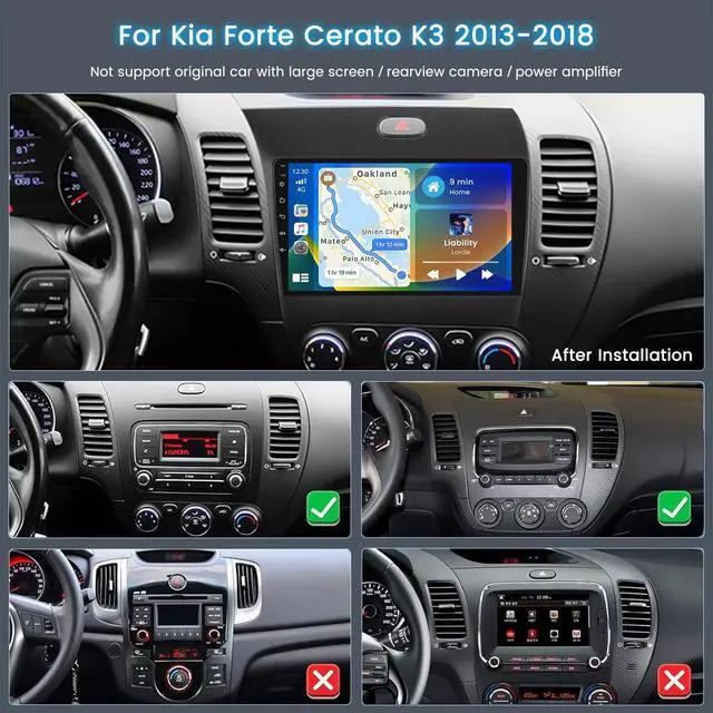 Alt view image 2 of 6 - Car Stereo for Kia Cerato K3 Forte 2013-2018 Wireless CarPlay Android Auto | 9 Inch HD Touch Screen with 2+64G storage, Cerato Radio with 5Ghz WiFi GPS Bluetooth FM/RDS EQ SWC Backup Camera MIC