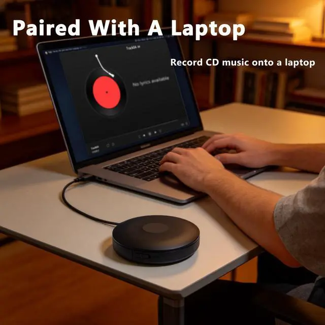 Alt view image 5 of 6 - Portable CD Player for Car USB Connection and Bluetooth TX, External Car CD Player Plug and Play Lossless Sound Quality