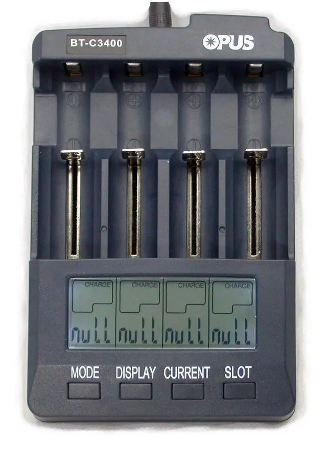 Alt view image 2 of 2 - Opus Battery Charger Analyzer Tester for Li-ion NiMH NiCd Rechargeable Batteries C3400 BT-C3400 AA AAA C 18650
