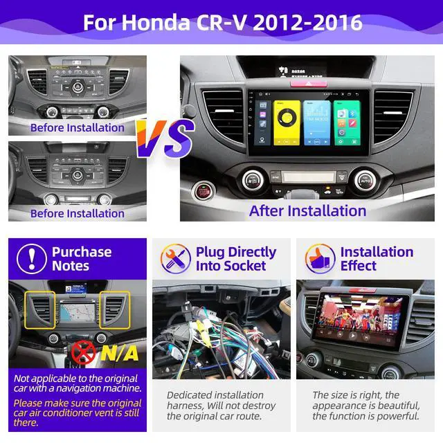 Alt view image 5 of 6 - for Honda CRV 2012 2013 2014 2015 2016 Radio Stereo Carplay Auto | Android 8-croe Head Unit Upgrade DSP Navigation GPS Bluetooth 1280X720 TouchScreen FM AM WIFI Backup Camera Multimedia Player