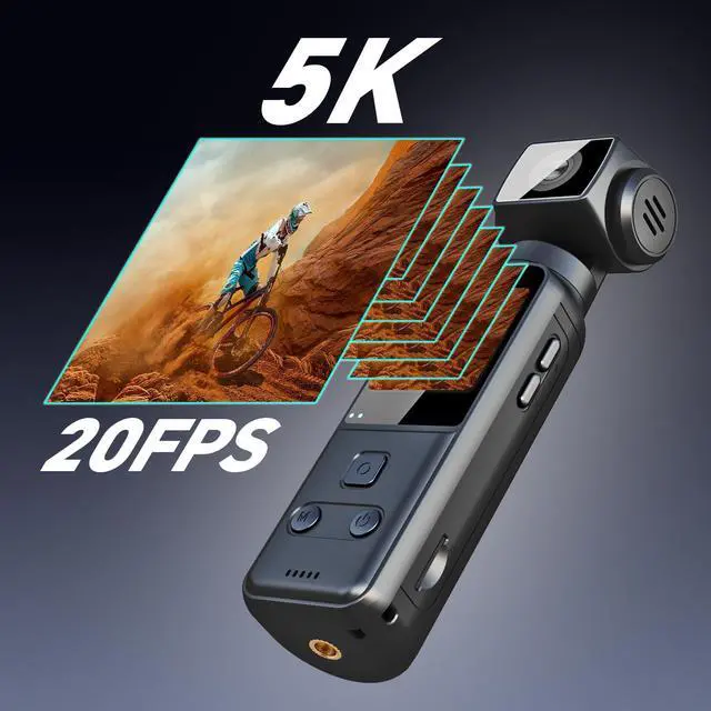 Alt view image 2 of 6 - Wearable Body Camera with 270° Rotatable Lens for POV Vlogging, 5K Clip-On Pocket Cam for Cycling, Travel and Daily Life, with External Mic, 64GB TF Card and Waterproof Case
