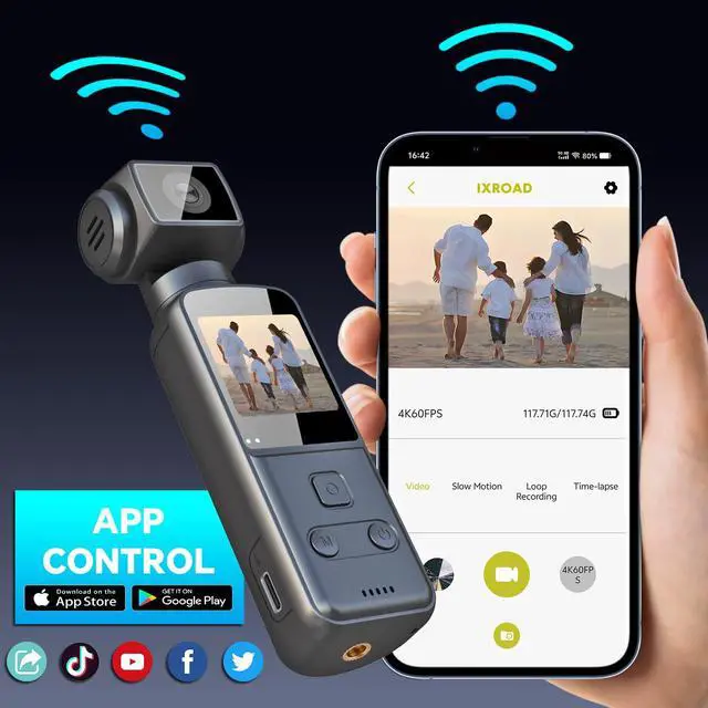 Alt view image 6 of 6 - Wearable Body Camera with 270° Rotatable Lens for POV Vlogging, 5K Clip-On Pocket Cam for Cycling, Travel and Daily Life, with External Mic, 64GB TF Card and Waterproof Case