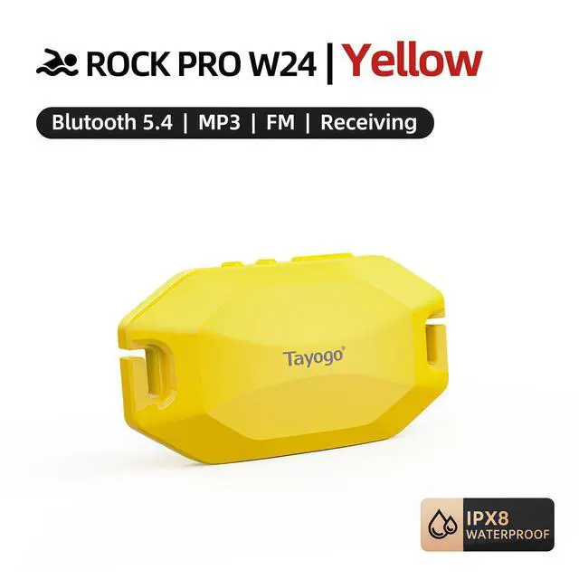 Alt view image 3 of 6 - Rock PRO W24 Swimming Headphones Bone Conduction Waterproof Headphones for Swimming, 4-in-1 MP3 Player 32GB, Bluetooth 5.4, FM Radio (Yellow)