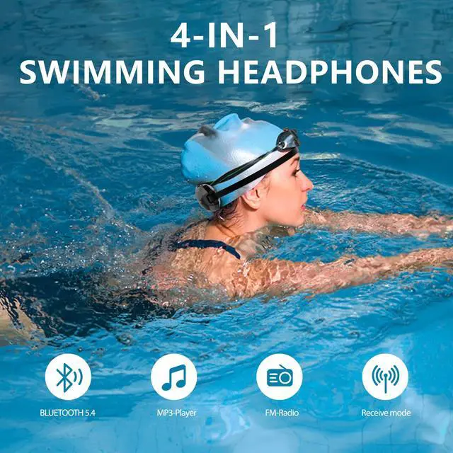 Alt view image 6 of 6 - Rock PRO W24 Swimming Headphones Bone Conduction Waterproof Headphones for Swimming, 4-in-1 MP3 Player 32GB, Bluetooth 5.4, FM Radio (Yellow)