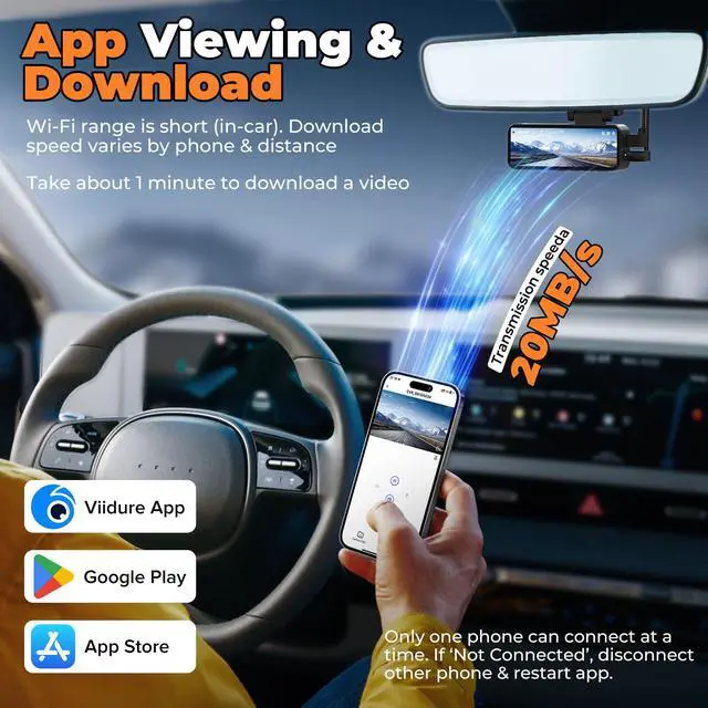 Alt view image 5 of 6 - Dash Cam Front and Rear, 4K Dash Camera for Everyday Driving, Day and Night | 4K Front + 1080P Rear Recording, WDR Night Vision, 64GB Card Included, App Control & 3.2" IPS Screen