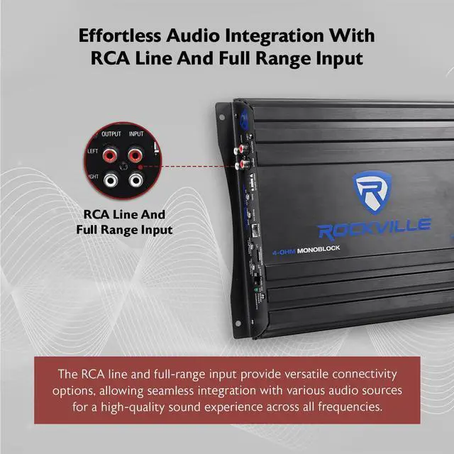 Alt view image 6 of 6 - RVA600.1 Mono Car Amplifier, 1200W Peak, 200W Dyno-Certified RMS @ 4 Ohm, Class-AB, With Bass Remote, Perfect for Subwoofers and Car Audio | 1200W Peak/200W RMS at 4 Ohm, RCA Line Input/Output, High-L