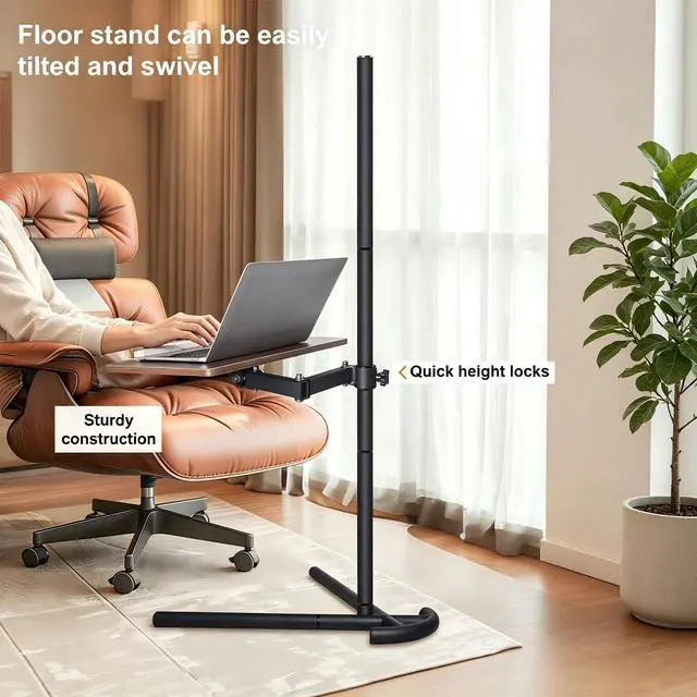 Alt view image 4 of 6 - Adjustable Laptop Stand for Bed and Couch V-Shaped Base | Dual metal clips, wood and steel frame, tool-free assembly, book stand, fits iPad Pro 12.9, Surface Pro, Kindle, for desk