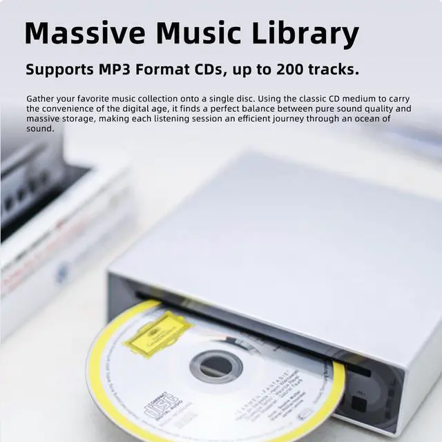 Alt view image 3 of 6 - SMSL PL100PRO CD Player, Dual CS43131 DAC Chip Lossless MQA Playback CD-R/CD-RW/MP3 Disc, XLR/RCA/Optical/Coaxial/3.5mm/4.4mm Headphone Output, Compact HiFi CD Player for Home Audio