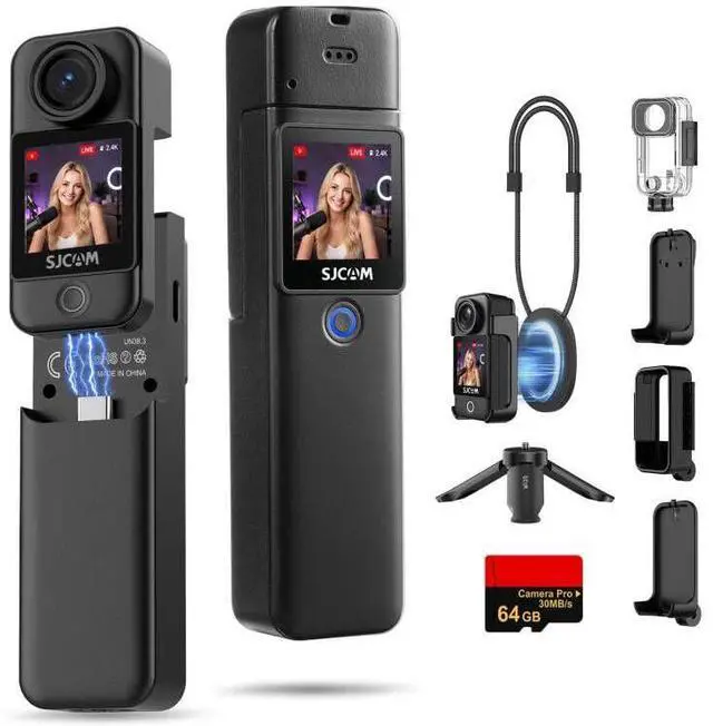 Main image of C300 Pocket Vlog Camera,4K Small Action Cam with Dual Touch Screens, 6-Axis Anti-Shake, 154° Wide-Angle Lens, Magnetic Wearable Body Cam, Waterproof for Underwater & Sports, Included Accessory