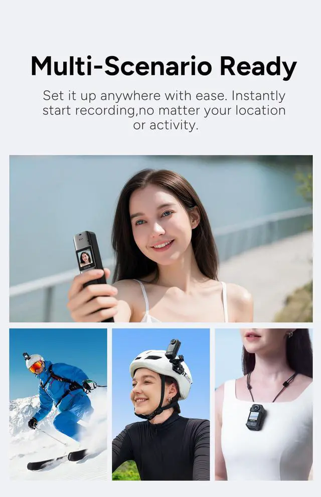 Alt view image 2 of 6 - C300 Pocket Vlog Camera,4K Small Action Cam with Dual Touch Screens, 6-Axis Anti-Shake, 154° Wide-Angle Lens, Magnetic Wearable Body Cam, Waterproof for Underwater & Sports, Included Accessory