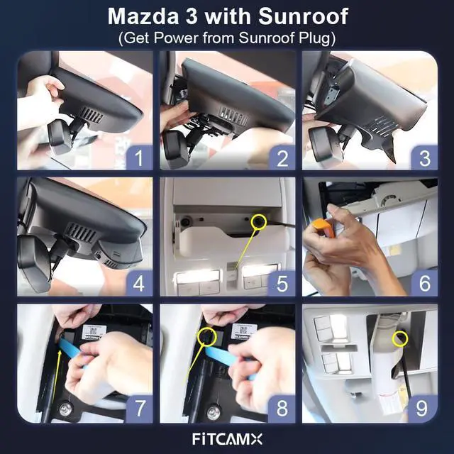 Alt view image 5 of 6 - 4K Dash Cam Suitable for Mazda 3 2024-2026 Sedan Hatchback (with Sunroof), OEM Factory Look, UHD 2160P Video, WiFi & APP, Loop Recording, Parking Sensor, Easy to Install, 64GB Card