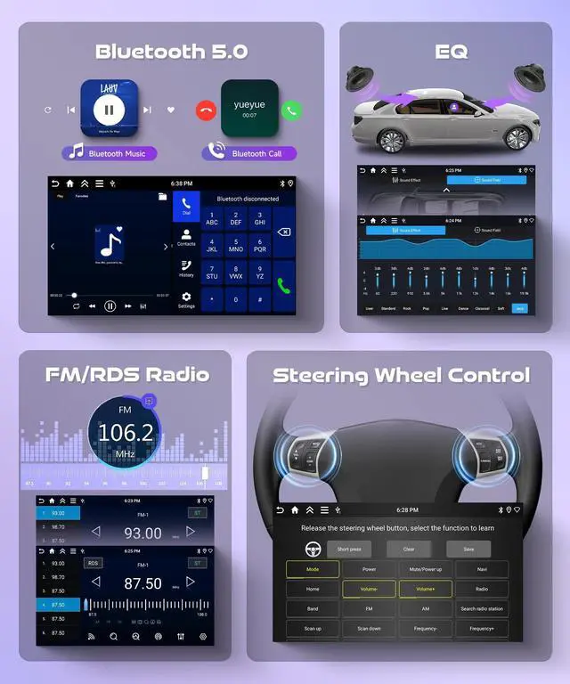 Alt view image 6 of 6 - 4G+64G Car Stereo for Toyota Highlander 2000-2007 Android 15 Car Radio Wireless CarPlay Android Auto, GPS 5G-WiFi 9 Inch INCELL Screen Bluetooth FM/RDS EQ Mirror Link + AHD Backup Camera