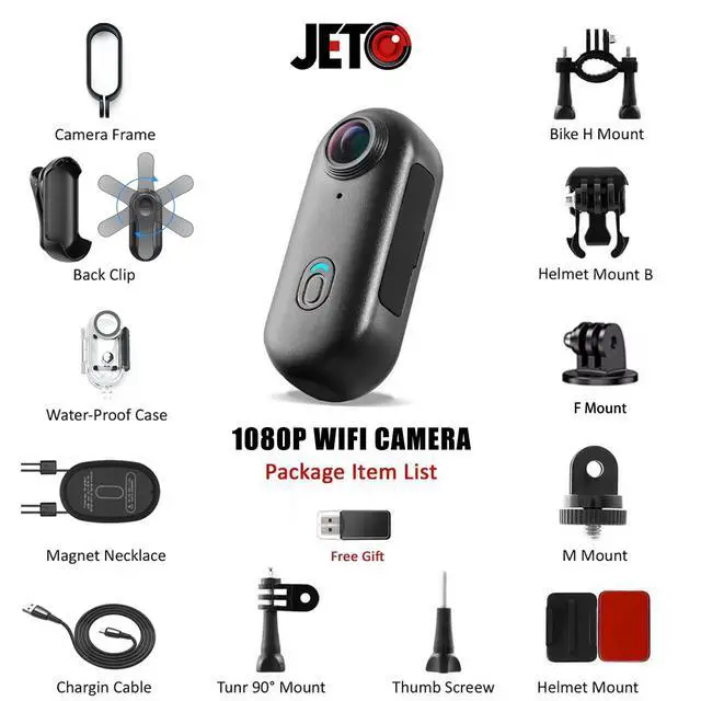 Alt view image 2 of 6 - 1080P Mini Body Camera 128GB, Wearable Motorcycle Camera WiFi POV | 150° Wide Angle, WiFi App Live View, Waterproof Case 131ft, Magnetic Lanyard, Rotating Clip, 64GB Card for Pet Daily Use